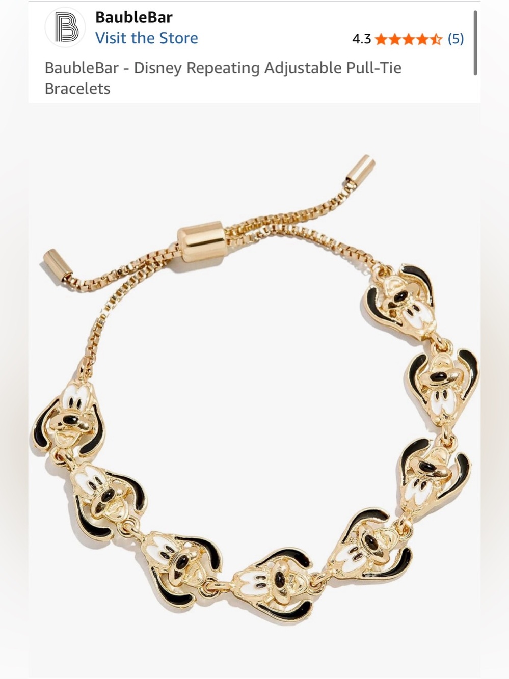 BaubleBar Adjustable Pull-Tie Disney Pluto Bracelet
